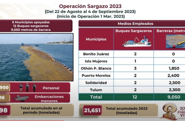 Ha recolectado Semar 21,650 toneladas de sargazo en Quintana Roo