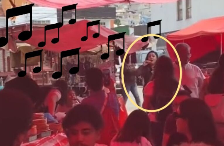 Cantante de ópera sorprende con presentación en tianguis