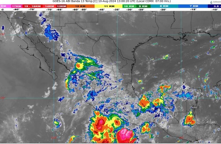 Pronostican lluvias puntuales intensas en Jalisco, Colima, Michoacan, Puebla, Veracruz, Tabasco, Guerrero, Oaxaca y Chiapas