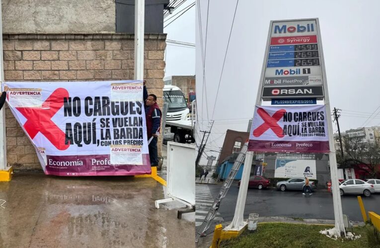 Profeco exhibe con lonas a gasolineras con precios elevados