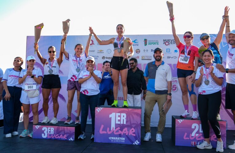Con más de 2 mil atletas participa Mara Lezama en el Medio Maratón de la Mujer en Cancún