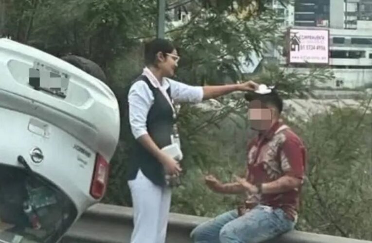 Ella es Yuli, la enfermera del IMSS que se bajó de su auto tras ver una volcadura y atendió a lesionado
