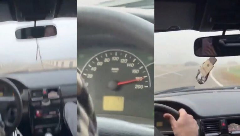Jóvenes graban su propio accidente al conducir a 200 km/h en medio de un banco de neblina