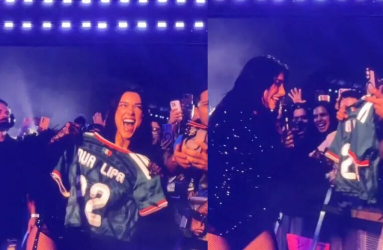 ¡Emotiva despedida! Dua Lipa recibe la camiseta de la Selección Mexicana en su último concierto en CdMx