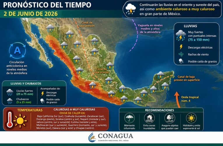 Prevalecerá el temporal de lluvias en el oriente y sureste de México,