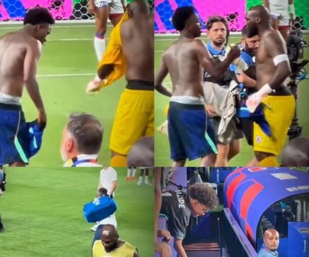 Johny Placide regala playera de Vinicius Jr a su hijo tras partido de Brasil vs Haití