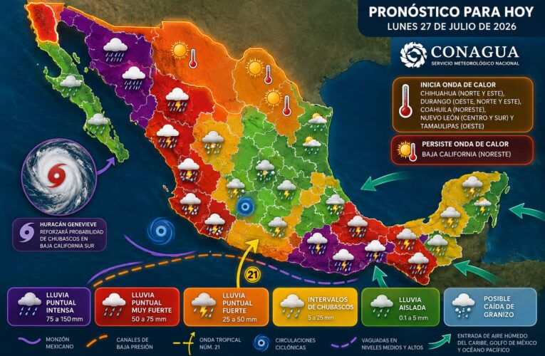 La onda tropical número 21 avanzará sobre el sur de México
