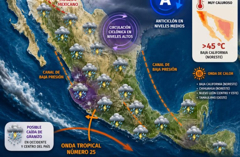 Pronostican chubascos y lluvias fuertes en la mayor parte de la República Mexicana